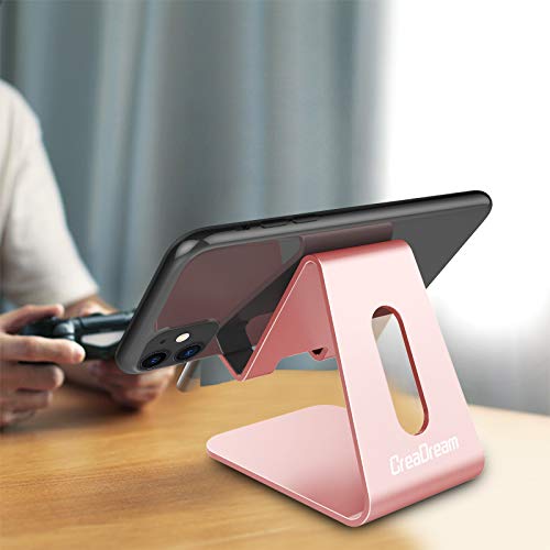 CreaDream Cell Phone Stand, Cradle, Holder, Aluminum Desktop Stand Compatible with Switch, All Smart Phone, iPhone 15 14 13 12 Pro Max Plus Mini Xr X Se 8 SE -Rose Gold - color: Rose Gold