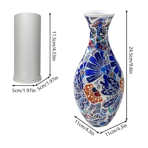3D Puzzle Vase Unique Flower Vase for Adults Made by 160 Curved Plastic Puzzle Pieces, Vases for Flower Home Creative Gift for Parents & Housewarming - color: Vivid Abstract Art