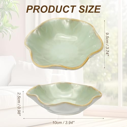 uxcell Candle Holder Plates, 4 Inch Ceramic Candle Tray Tealight Incense Holder Dish Candlestick for Tea Light Aromatherapy Wedding Rustic Vintage Home Decor, Lotus Leaf White Green - color: White Green