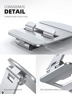 Lamicall Adjustable Tablet Stand Holder - Foldable Phone Dock, 360°Rotating Desktop Tablet Mount Gifts, for 4.7-13" Tablets, iPad Pro 11, 12.9 Air Mini, Tabs, Kindle, iPhone Air 17 Pro Max, Silver - color: Silver
