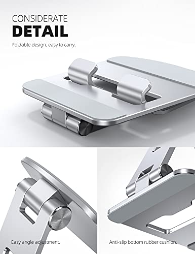Lamicall Adjustable Tablet Stand Holder - Foldable Phone Dock, 360°Rotating Desktop Tablet Mount Gifts, for 4.7-13" Tablets, iPad Pro 11, 12.9 Air Mini, Tabs, Kindle, iPhone Air 17 Pro Max, Silver - color: Silver