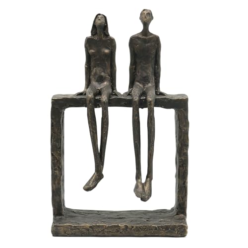 Lukitas Abstract Couple Statue Home Decor - Handcrafted Decorative Ornament for Living Room Office, Bronze Color, Resin