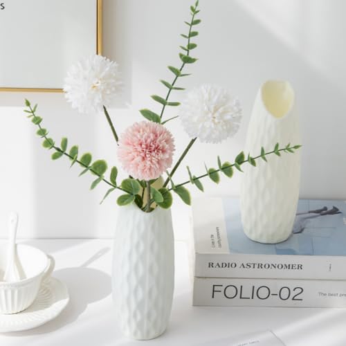 Plastic White Vase, 8.2 inch Nordic Modern Boho Style Vases for Home Decor, Living Room, Table, Gifts Women Mom