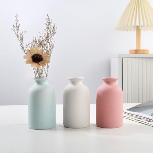 Small Pink Ceramic vase Dry Flower Vases for Home Decoration Bohe vase Dried Flowers houseplants Wedding, Home, Modern, Minimalist,Centerpieces Office Desk Gift(S Pink) - color: Pink, size: Small