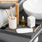 SXNOWS Coffee Table Trays - Large Ottoman Tray for Living Room -Wood Serving Tray with 2 Sets of Handles - Wooden Tray for Coffee Table, 4 Round Coasters Included, Black - color: Black