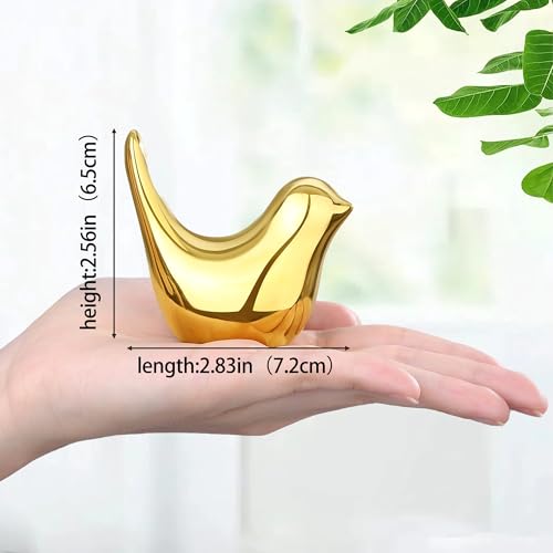 Small Birds Figurine Gold and White Home Decor Bird Animal Statues Modern Style Decorative Ornaments for Office Desktop, Cabinets, Living Room, Bedroom, Bookshelf(Gold White Birds 2Pcs) - color: Gold and White