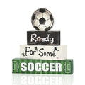 Smile Soccer Wooden Block Decor Set, 4-Piece Ready For Some Soccer Blocks & Soccer Ball Tiered Tray Tabletop Signs for Game Day & Sports Party Decorations - style: Goal
