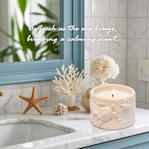 Hodao Oceanic Serenity Handcrafted Aromatherapy Box with Candle & Decor – Beach Rock Sculpture with Sea Turtle, Seashells, for Home, Bathroom, Yoga Room Decor (Brown-Turtle) - color: Brown-turtle