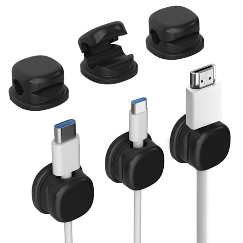 Cord Organizer Holder, 2025 New Desk Cable Management, Cable Clips Organize Phone Charging Cords Holder Organizer Neatly for Home Office Car Desk Nightstand (Black, 12 Pack) - color: Black, size: 12 Pack