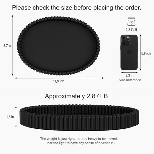 11.8in Decorative Tray for Coffee Table Decor- Black Oval Concrete Tray for Home Decor- Scalloped Flat Modern Centerpieces Tray Decor for Living Room, Kitchen Dining Table, Entryway (Black) - color: Black1