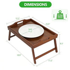2 Pack Bed Tray Table Breakfast Trays Serving Tray Bamboo Bed Laptap with Floding Legs Handles and Phone Holders - style: 2 pack(Walnut)