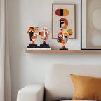 5.9” Resin Abstract Coffee Table Sculptures, Handcrafted 3 PCS African Art Tribal Figurines Weird Art Decor, Modern Design African Statues for Home, Office, Living Room, Bookshelf, Cabinets Accent - size: Small