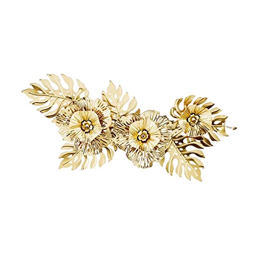 Flower Leaves Metal Wall Decor, Hollow Out Wall Sculpture Creative Luxury Iron Hanging Artwork for Office Home Decorations Party Living Room, Aureate - color: Aureate