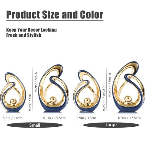 XMGZQ Home Decor Accent,Porcelain Art Mid Century Bookshelf Decorations,Gold Centerpieces for Tables,Abstract Ceramic Statue Sculpture for Coffee Table Mantel Tv Stand Centerpieces (Blue, Small) - color: Blue, size: Small