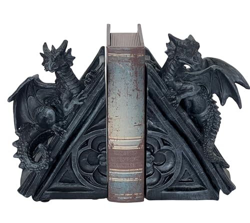 Bellaa Gothic Dragon Stone Finish Medieval Bookends - color: Z Black