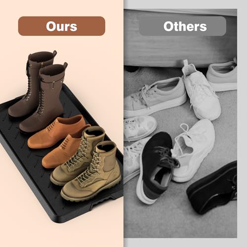 Heavy Duty Boot Trays Natural Rubber Shoe Mat Tray for Entryway with Shoes Brush Large Boot mat Tray Multi-Purpose for Indoor or Outdoor - size: 1'1" x 2'1" (Rectangular)