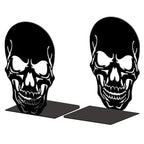 Peacoblue Metal Bookends for Shelves, Modern Decorative Heavy Duty Study Book Ends Stoppers for Office, Desk, Shelf, Room 5.3"x4.3"x7.9" Cast Iron Simple Tall Bookends 1 Pair (Skull) - style: skull