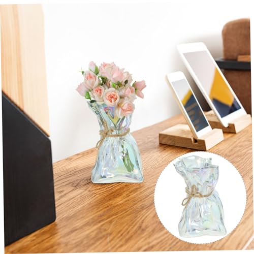 Ipetboom Abstract Irregular Shaped Glass Vase Decorative Art Planter for Home Office Garden Unique Minimalist Flower Container for Kitchen Dining Accent