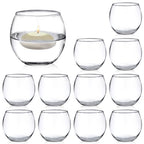 PINIWON Set of 12 Clear Glass Tealight Candle Holder, 2.6'' H x 3.1'' W, Round Votive Candle Holders Bulk, Small Bowl Candle Holder for Wedding Table Centerpiece Home Decor - size: Medium