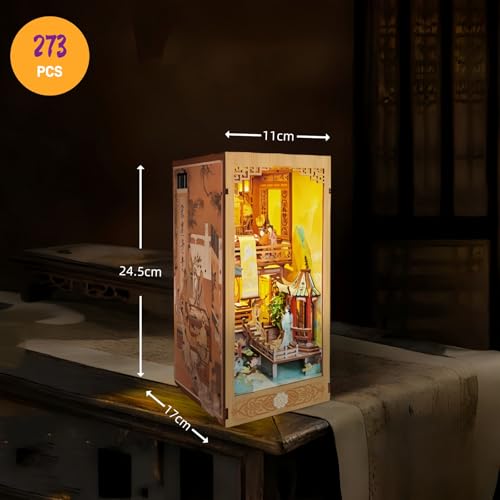 KingStora DIY Book Nook Kit - Song Dynasty Ink Art Bookends Kit - Scholar Gathering Theme - 3D Puzzle, Assembly Bookend for Adult