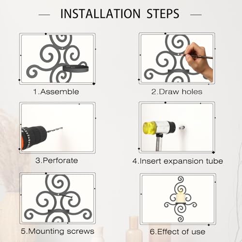 OYEFLY 2 Pcs Metal Wall Candle Sconces,Black Elegant Swirling Wall Decorations (Black)