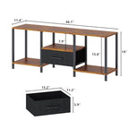 JARHETUN TV Stand with LED Lights, Entertainment Center with Open Shelves and Fabric Drawer, Media Console for 55 Inch TV, Television Stands, Living Room Furniture, Bedroom, Rustic Brown - color: Rustic Brown With Led Light, size: 46.1 Inches