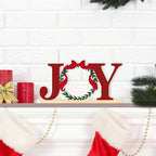 COCHIE Metal Merry Christmas Joy Sign, Christmas Wreath Table Centerpieces Decorations for Home, Office, Shelf, Mantel, Indoor, Xmas Red and Green Party Decor Supplies (XMAS B) - style: XMAS B