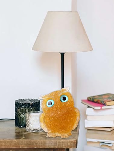 LAIDANLA 2.4" Citrine Owl Figurine Natural Healing Crystal Cute Owl Animal Statue Pocket Sculpture Reiki Spiritual Energy Gemstone Home Office Room Desk Decor Gifts - color: L-citrine