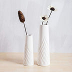 VanEnjoy 10 inch Desktop Minimalist White Ceramic Vases Home Office Decoration, Unique Speckle Finish Bud Vase for Flowers