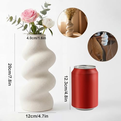 Ceramic Flower Vase Home Decor，8" Modern Farmhouse Decor,Rustic Small Vase for Centerpieces, Pampas Grass Bud Vases for Living Room Kitchen Office Decorations (Green) - color: Green B