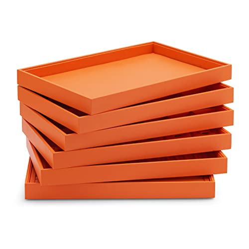 Oirlv Luxury Orange Leather Jewelry Tray Stackable Flat Jewelry Drawer Organizer Earrings Rings Bracelets Storage - color: Orange, size: Flat Tray