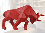 SMRTHMRT Abstract Geometric Sculptures Animals Statues,Collectible Figurines Home Office Tabletop Ornaments (Red Bull) - color: Red Bull