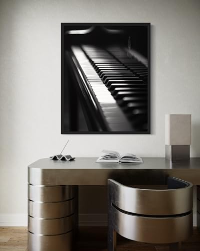 Piano Art Music Poster - Musical Instrumental Wall Art Print - Black and White - Photography Musical Art - Bedroom or Office Living Room Decor 137 (Piano, 11 x 14 inches, Unframed) - color: Piano, size: 14"L x 11"W