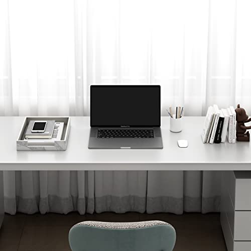 Leather Letter Tray, THIPOTEN Elegant Desk Organizer for Office Supplies, Mail, Paper, File, Magazine, Perfect Office Organization for Desktop(White) - color: White