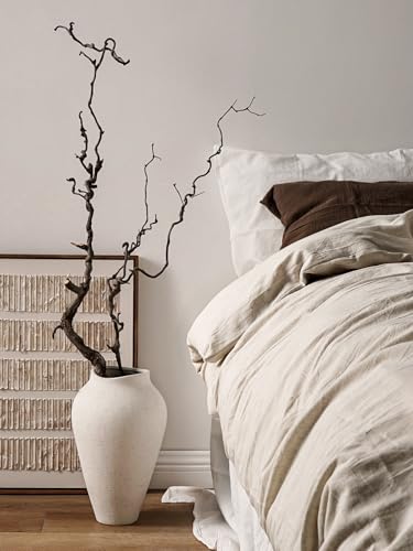 White Ceramic Vase - Large 13.6 Inch Tall Floor Vase for Centerpieces, Farmhouse Flower Vases, Rustic Minimalist Home Decor for Living Room, Enterway, Wedding (Sandstone White) - color: Sandstone White, size: 13.6 Inch