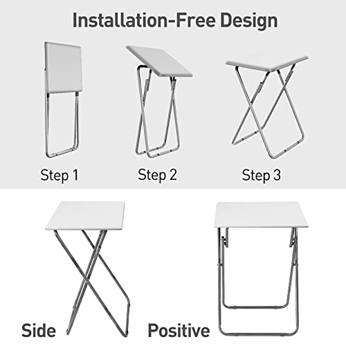 Garden 4 you Folding TV Tray Table,TV Dinner Table with Sturdy MDF Top,Eating Trays for Living Room with No Assembly Required, 2PCS (White) - color: White, size: 2pcs