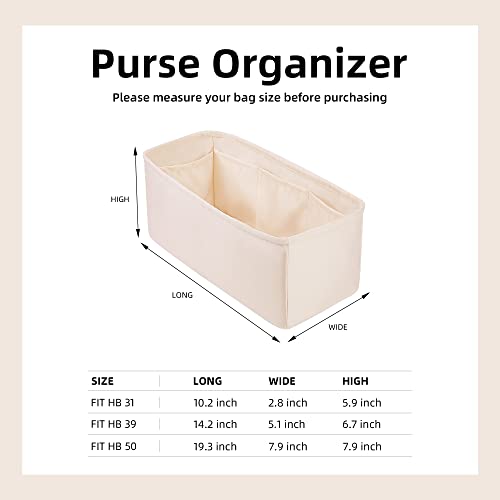 DGAZ Silk Purse Organizer Insert Fits Hermes Herbag 31/39/50 Bags, Luxury Handbag & Tote Organiser, Simplicity bag insert（Craie,H31） - color: Craie, size: H31