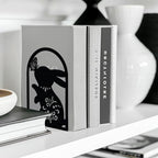 Peacoblue Metal Bookends for Shelves, Modern Decorative Heavy Duty Study Book Support Stoppers for Office, Desk, Shelf, Room 4.7"x3.5"x7.9" Cast Iron Simple Bookends, 1 Pair (Rabbit and Butterfly) - style: Rabbit and Butterfly