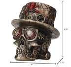Veronese Design 4.5 Inch Steampunk Cross Bones Top Hat Motor Skull Antique Bronze Finish Sculpture Table Top Figurine