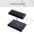 Men's Premium Handcrafted Watch Display Stand,Watch Stand,Watch Organizer,Watch Holder,Bracelet Display Stand,Natural Marble Base with Leather Surface (black) - color: black