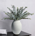 Textured Matte White Rustic Bulbous Ceramic Vase 9 Inch Handmade Pottery, Waterproof for Fresh & Dried Flowers, Farmhouse Neutral Home Decor Centerpiece for Living Room, Kitchen, Mantel, Shelf