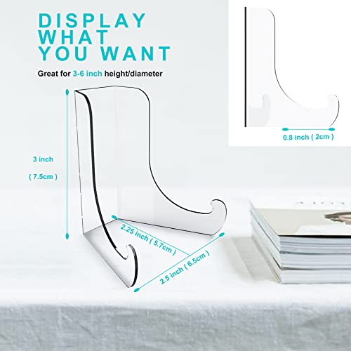 Boloyo Flat Back Acrylic Plate Display Stand , 3 Inch 5PC Clear Acrylic Display Holder Easel Base for Home Office Kitchen School Art Display - color: Flat Back, size: 3 inch(5PC)