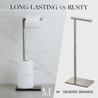 MARMOLUX ACC Free Standing Brushed Nickel Toilet Paper Holder Stand - 4 Jumbo Roll Bathroom Hardware - Standing Toilet Paper Holder - Stainless Steel Toilet Paper Stand - Brushed Steel/Black Marble - color: Steel Brushed/Black Marble