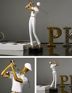 HAUCOZE Golf Figurine Statue Golfer Sculpture White Modern Home Decor Sports Office Gift Polyresin 9.6 Inch