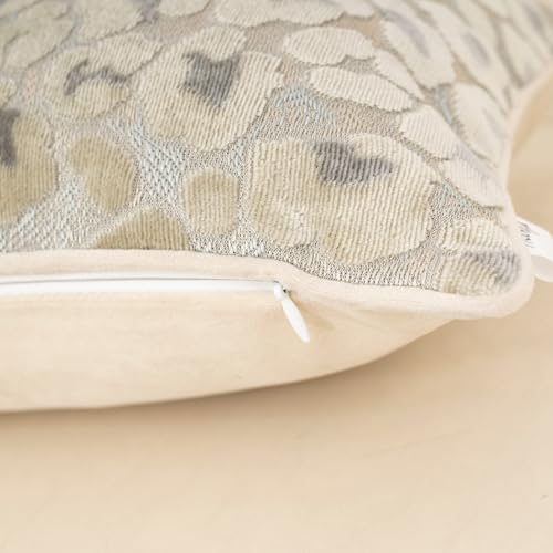 Alerfa Beige Floral Throw Pillow Cover 20 x 20 Inch Cut Velvet Sqaure Luxury Decorative Pillow Cover for Couch Living Room Bedroom - color: Beige, size: 20" x 20" (Pack of 1)