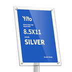 YIYO Sign Stand Poster Stand，adjustable heavy duty pedestal Sign Holder Floor Stand，acrylic frame floor signage standing for display menu 8.5*11 inch，Silver (acrylic frame 8.5*11 Silver)