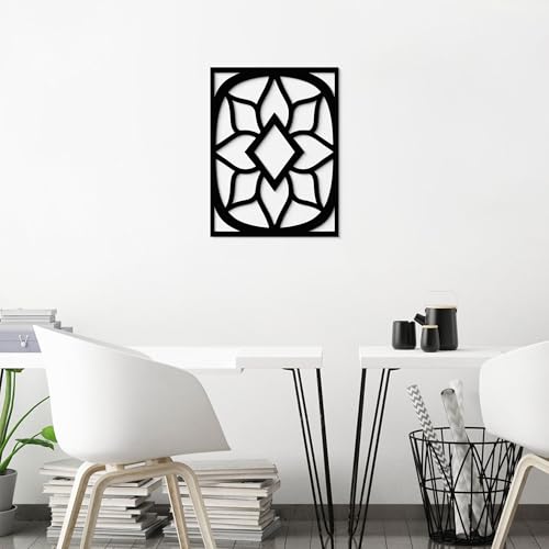 GlintHome Black Metal Wall Art - Minimalist 3D Textured Boho Abstract Sculptures Wall Art for Office Living Room Garden Bedroom Bathroom Home Decor - color: Black-014, size: Small