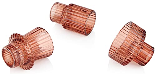 Vixdonos Glass Candlestick Holders Tealight Candle Holders for Table Centerpieces, Wedding Decor and Dinner Party (3 Pcs, Reddish Brown) - color: Reddish Brown, size: 3 Pcs