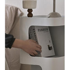 Modern Side Table,Small end Table for Small Spaces,Metal nightstand with Storage Shelf,Space-Saving Bedside Table Accent Table Drink Tables for Living Room,Bedroom.No Assembly Required - color: White Trumpet