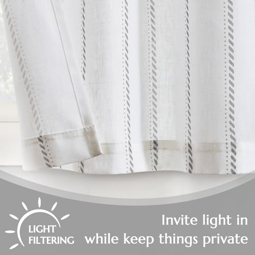 jinchan Linen Striped Kitchen Curtains Tier Cafe Curtains for Living Room Bathroom RV 24 Inch Farmhouse Rustic Half Window Treatment Light Filtering 2 Panels Gray on White - color: Cottage Striped Grey, size: 26"W x 24"L (Pack of 2)